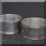 S02. Pair of B&M sterling silver napkin rings monogrammed. - $60 